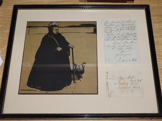 After William Nicholson (1872-1949), a woodcut print of Queen Victoria and an autograph letter signed by the Queen,